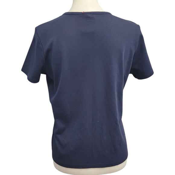 Hand Printed Upcycled Womens Medium Stay; The World Is Better w You Tee Shirt - Picture 4 of 5